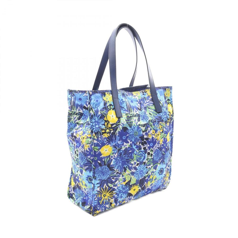 Prada Multicolor Tote Leather Saffiano STAMPATO Bag TESSUTO Blue